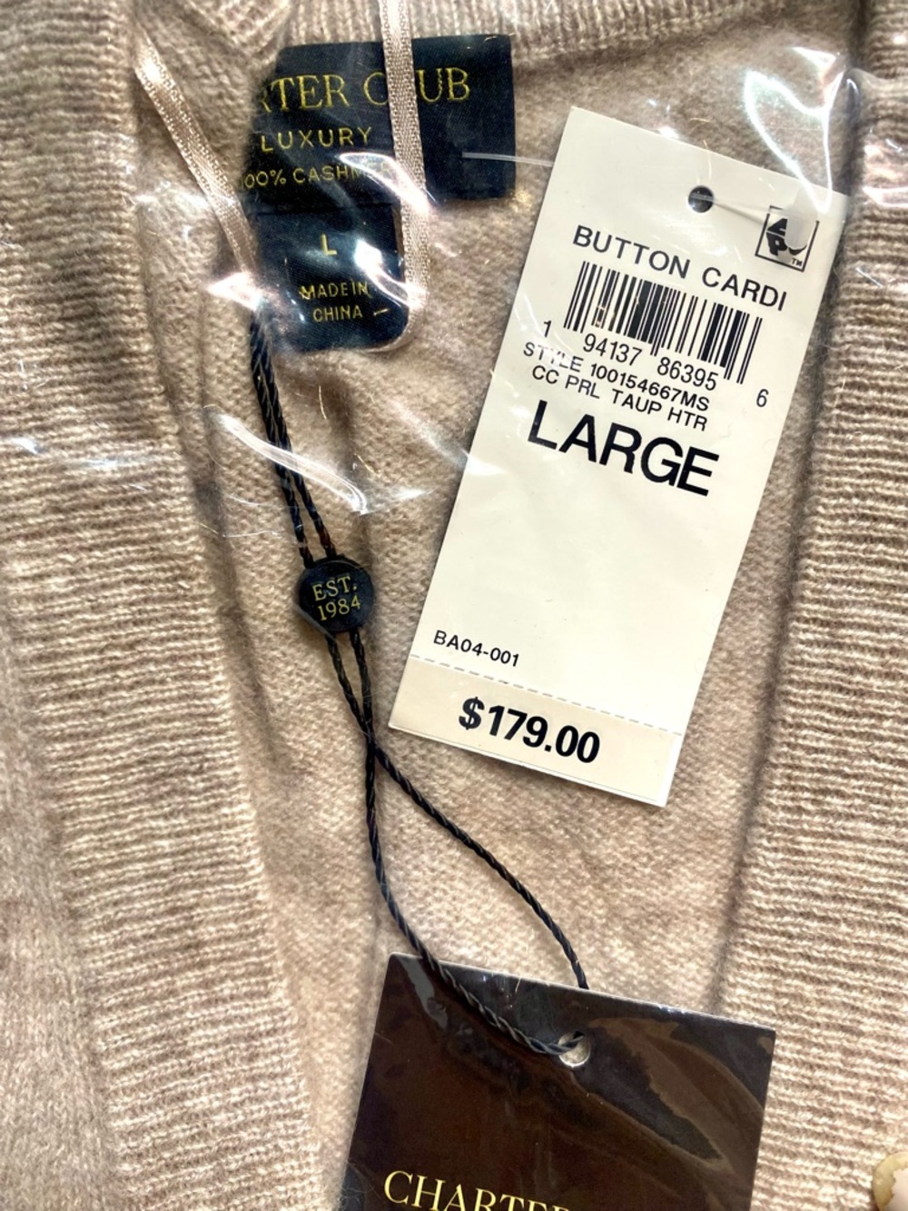 NWT Charter Club Luxury 100% Cashmere Cardi - Picture 3 of 4